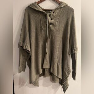 LORD & TAYLOR DESIGN LAB Women’s Olive Green Knit Lace Up Pullover Hoodie Size M